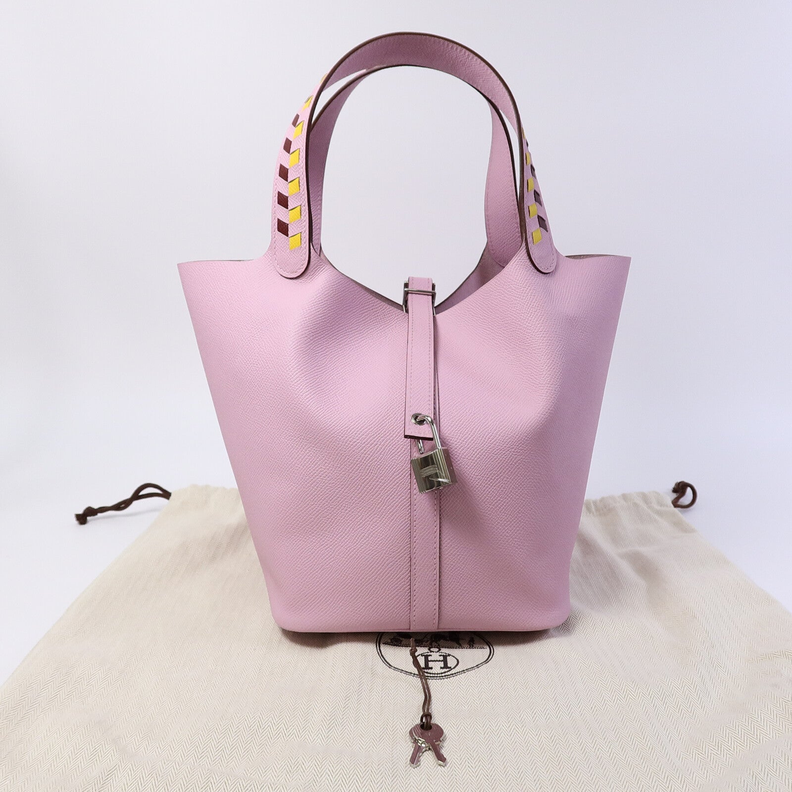 HERMES Epsom皮革Picotin MM手挽袋Mauve Sylvestre