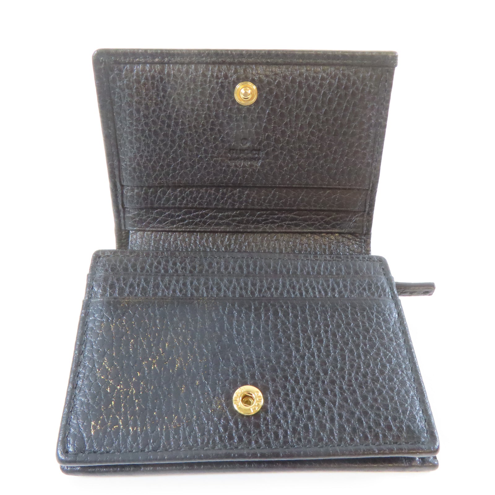 GUCCI 牛皮皮革Wallet金扣啪鈕長錢包黑色