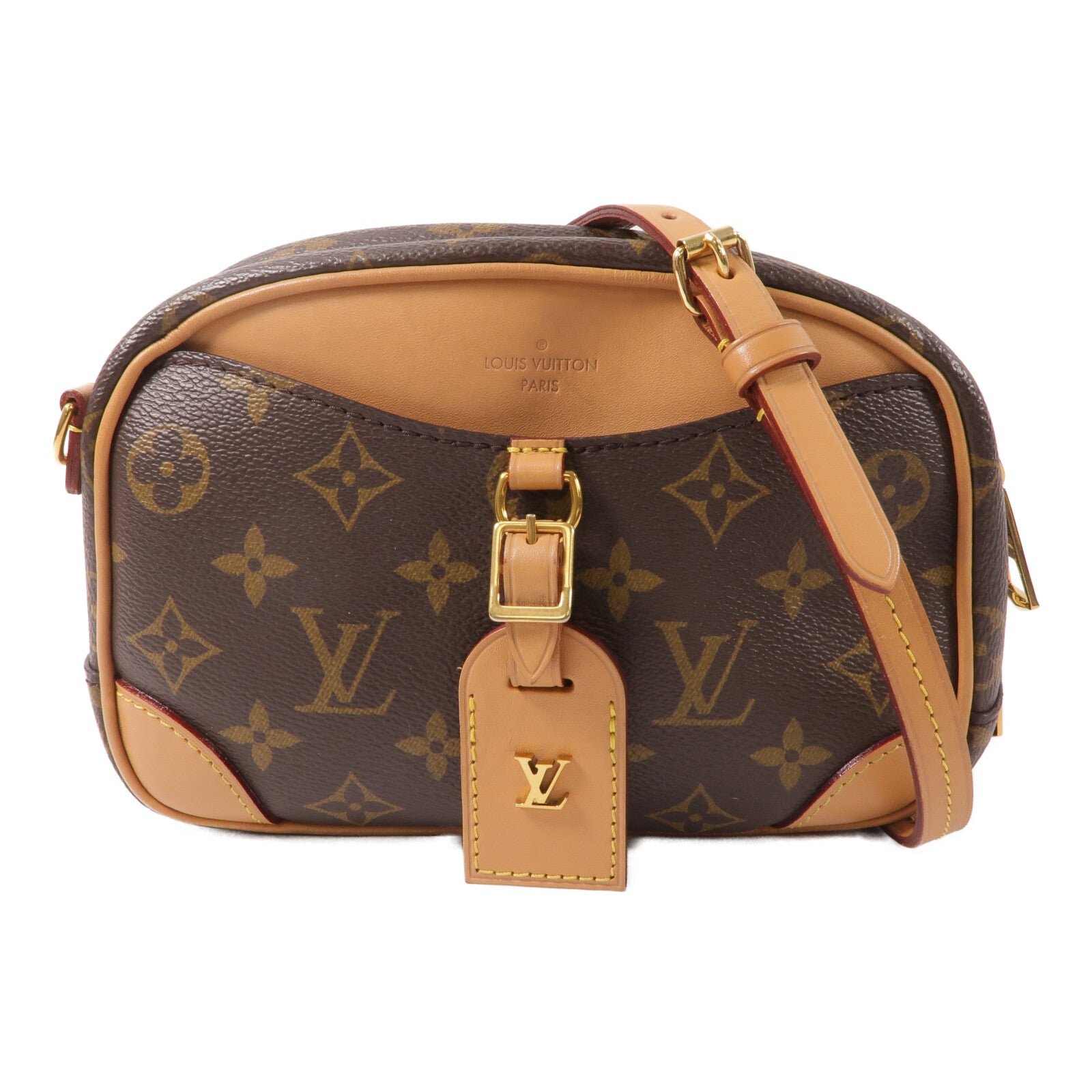 LOUIS VUITTON Monogram Deauville Mini金扣肩背袋棕色