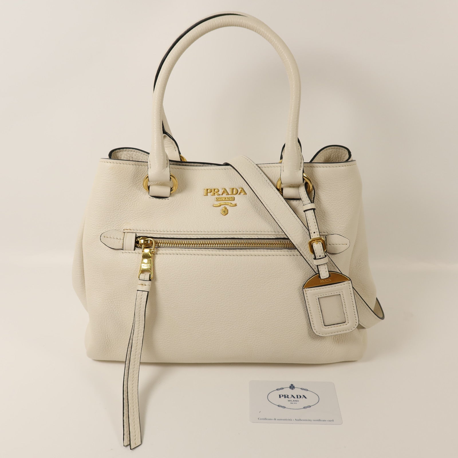 PRADA 牛皮皮革Shoulder Bag金扣手挽肩背兩用袋