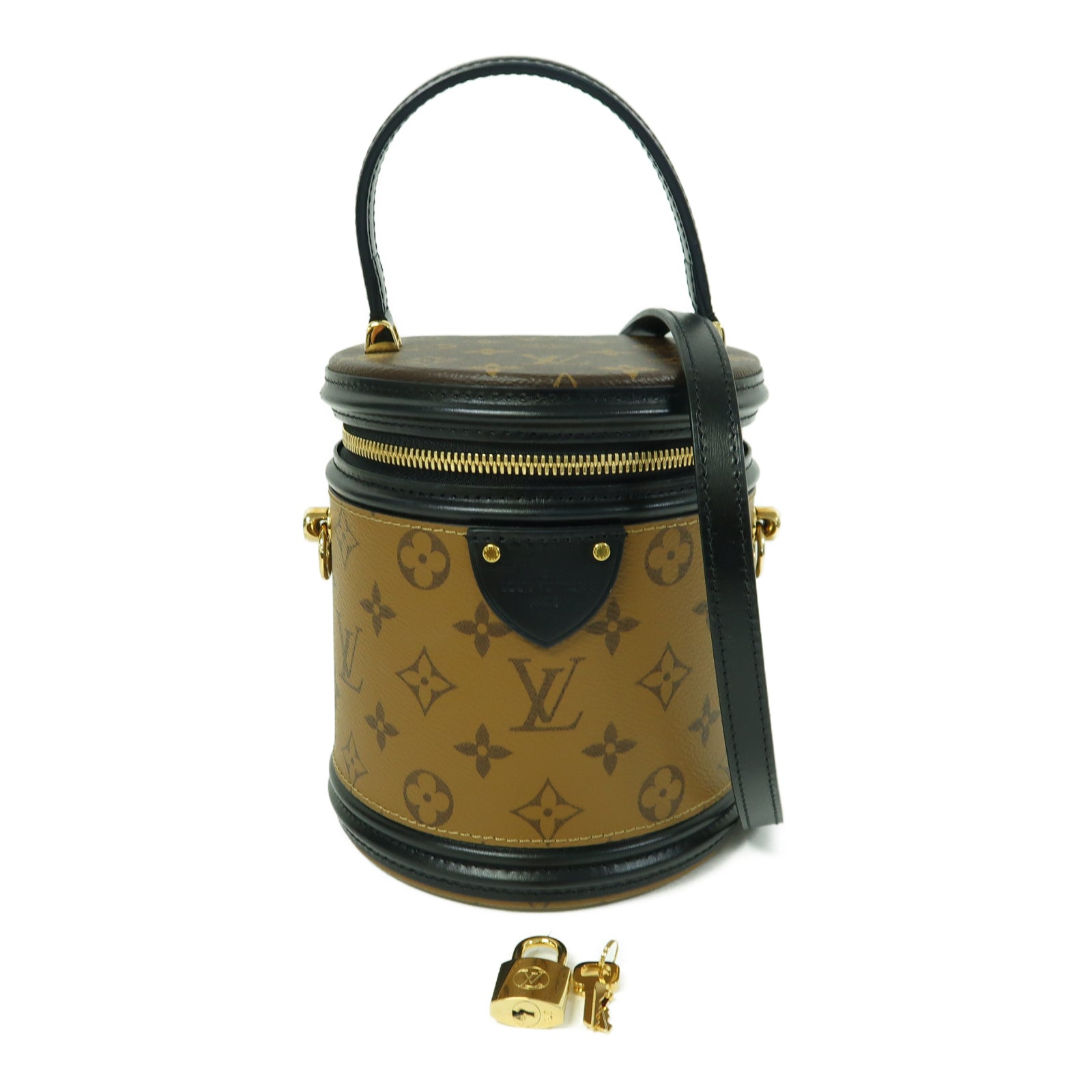 LOUIS VUITTON Monogram Reverse Cannes金扣手挽肩背兩用袋啡色