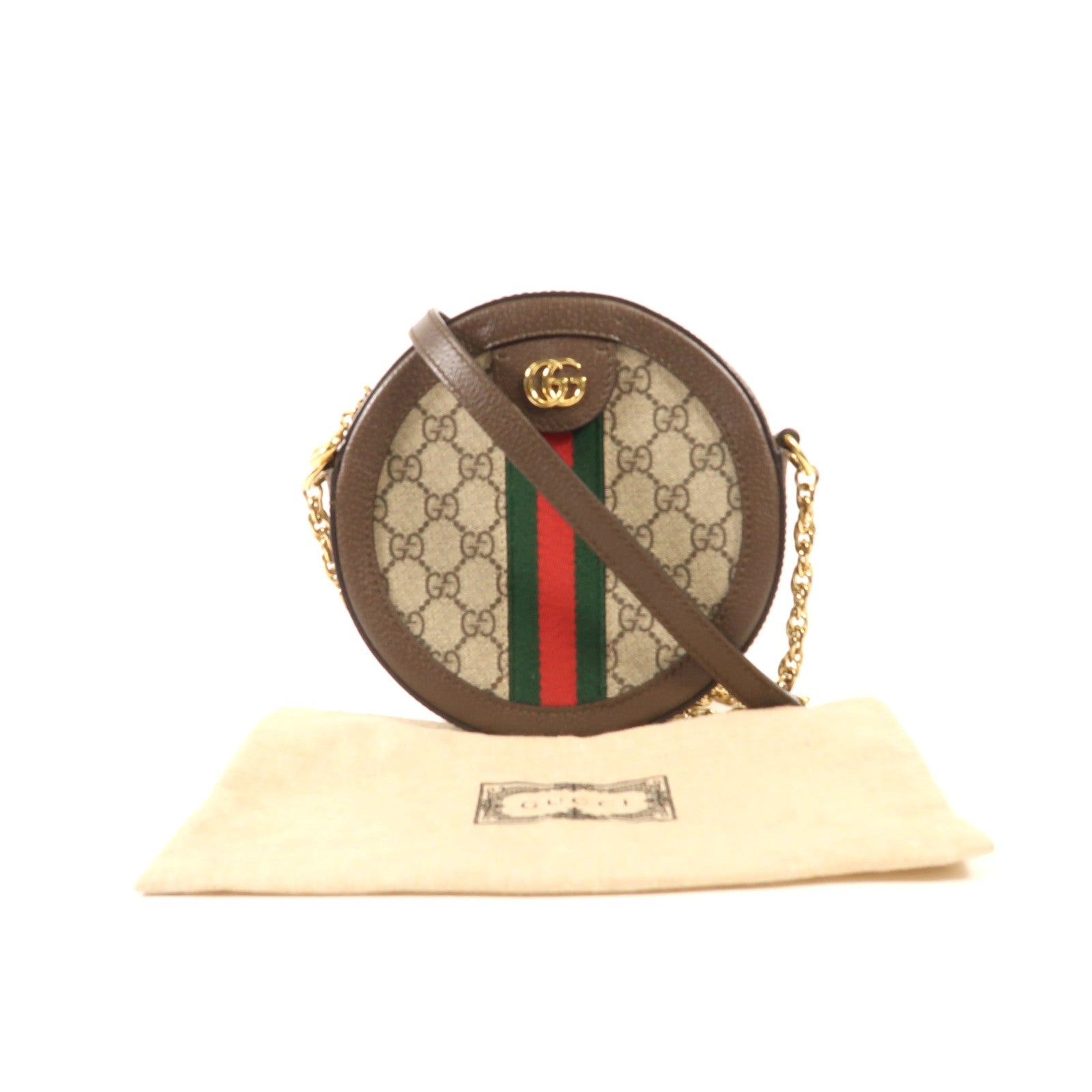 GUCCI 塗層帆布Ophidia金扣鏈帶肩背袋