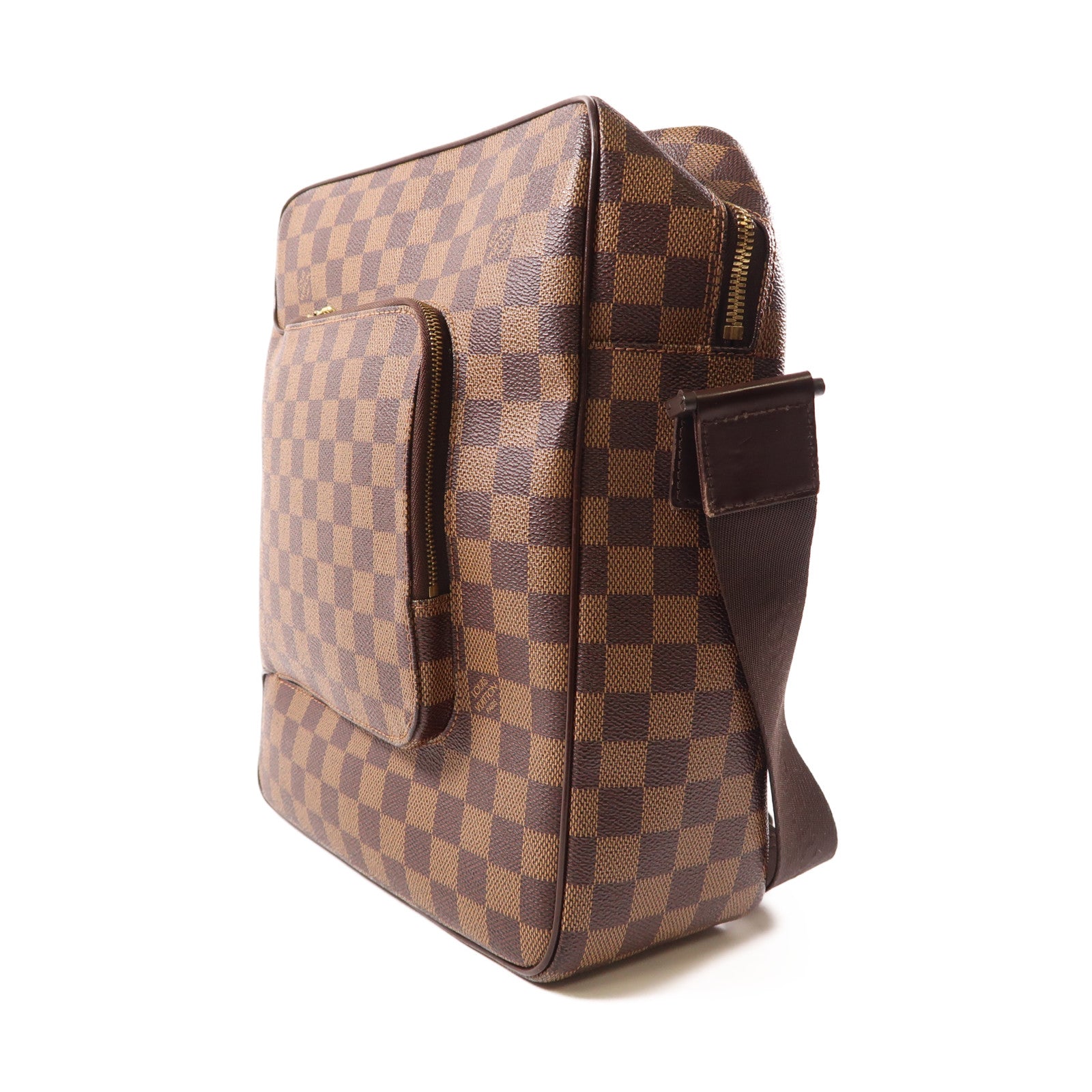 LOUIS VUITTON Damier Olaf MM金扣肩背袋棕色