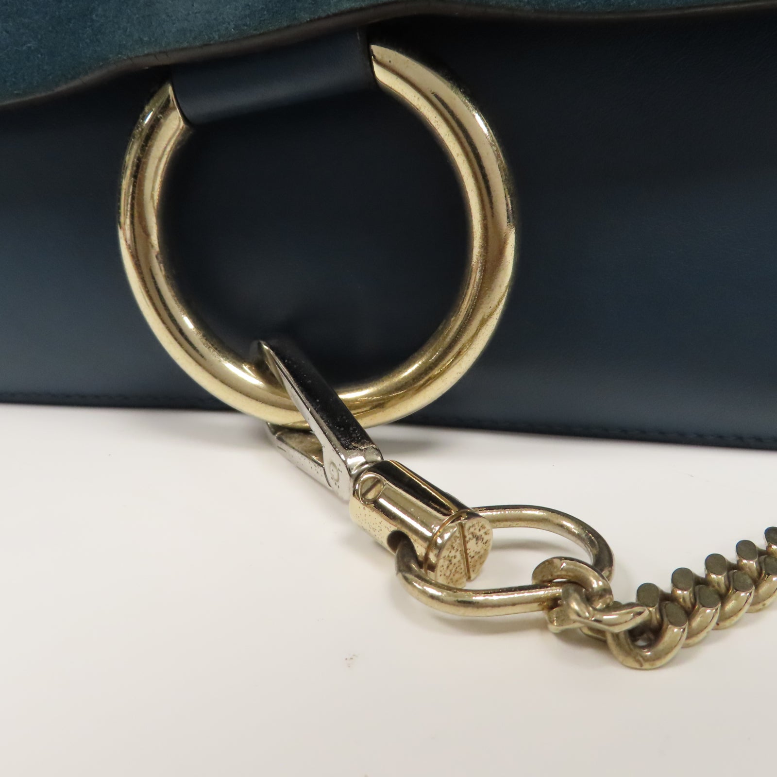 Chloe 【激減優惠】麂皮皮革/羊皮皮革Shoulder Bag金扣肩背袋藍色