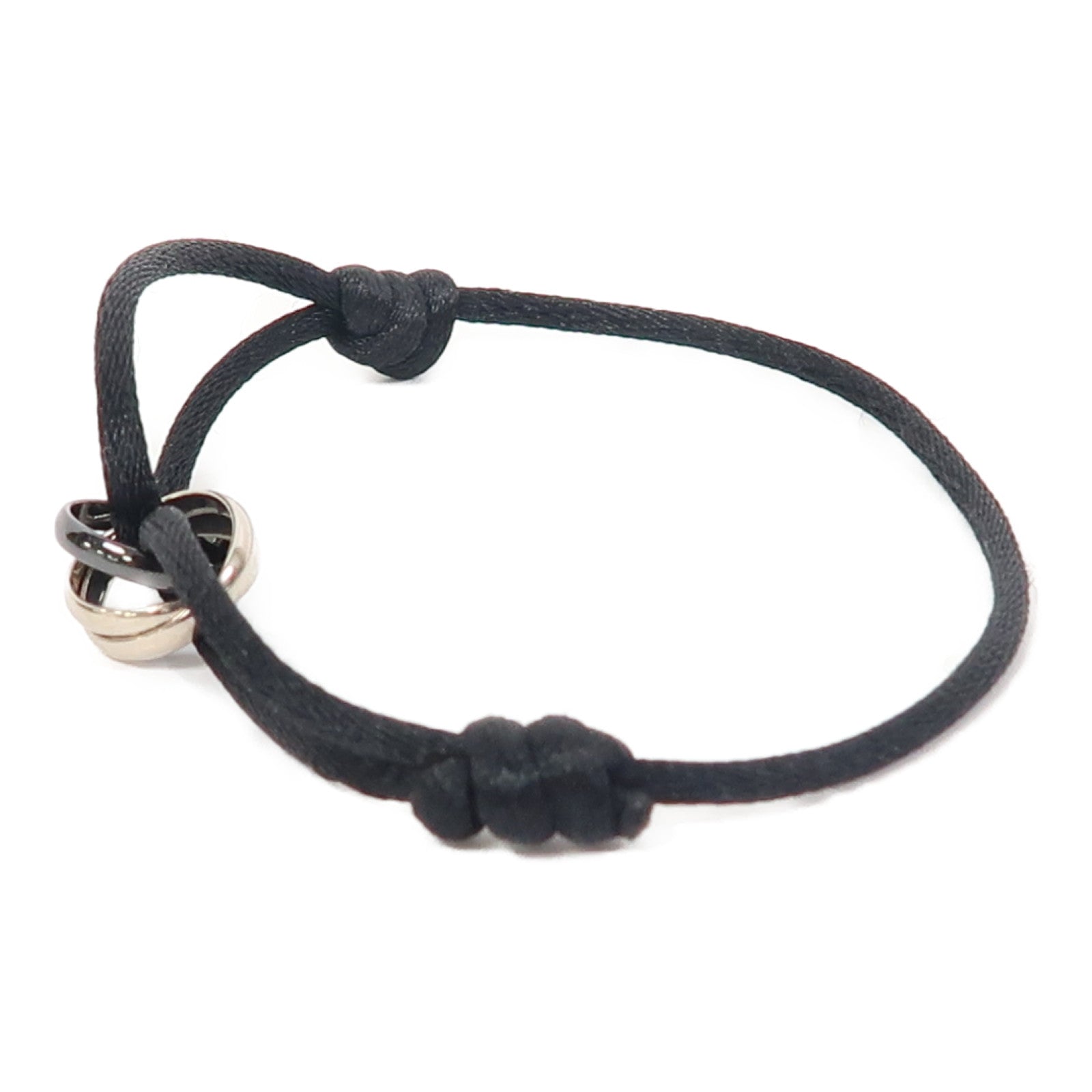 CARTIER 18K白金/陶瓷Trinity Bracelet手鏈黑色