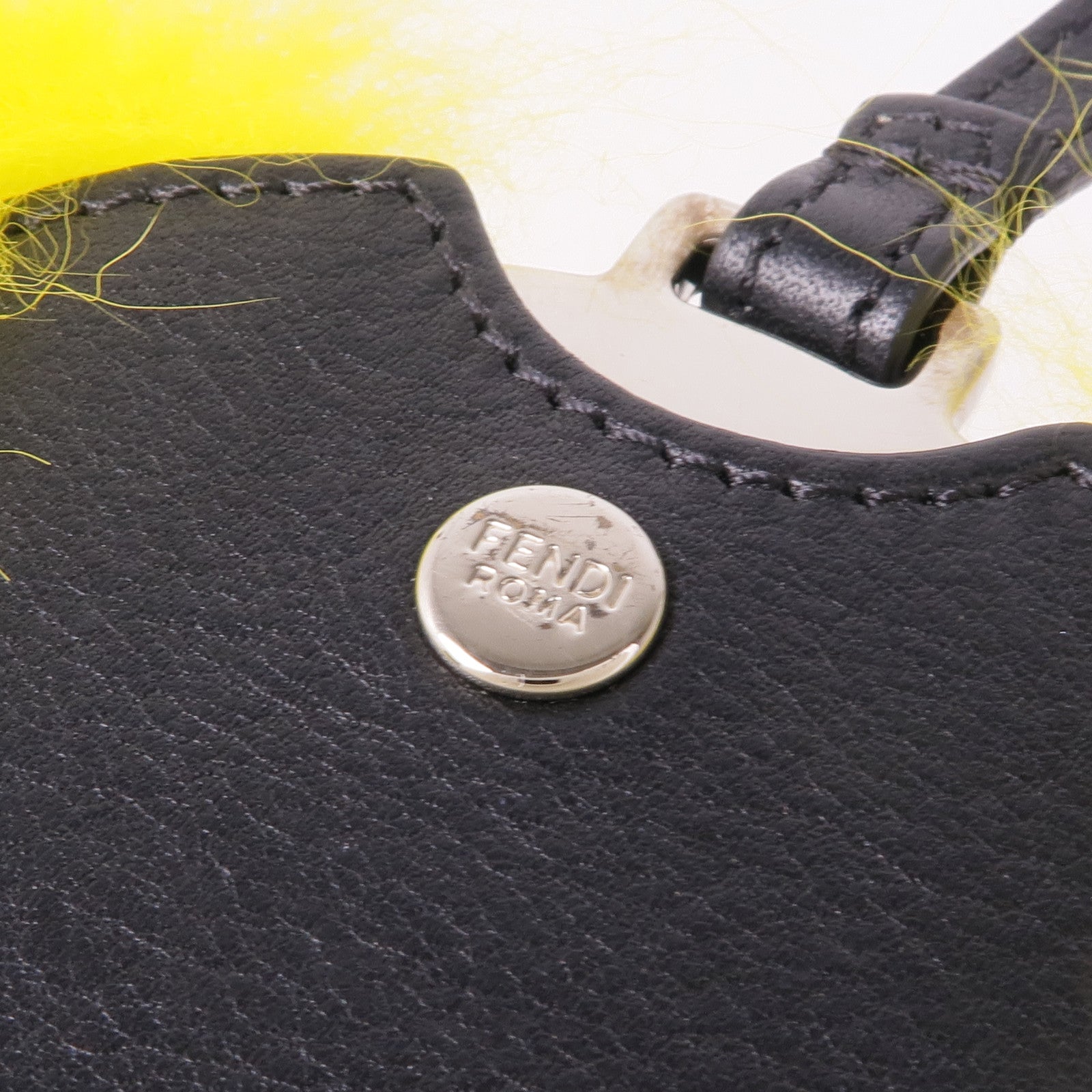 FENDI 皮革/毛皮Mirror Charm銀扣鏡子掛飾