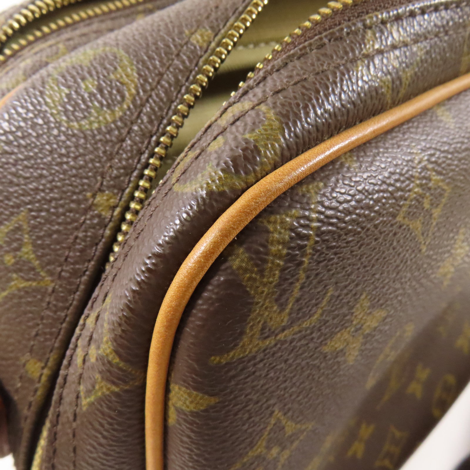 LOUIS VUITTON Monogram Reporter PM金扣肩背袋棕色