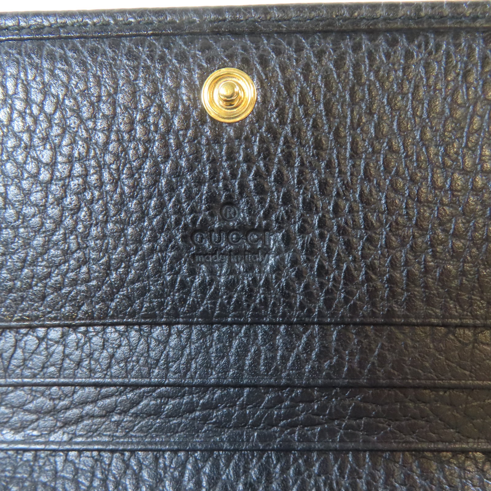 GUCCI 牛皮皮革Wallet金扣啪鈕長錢包黑色
