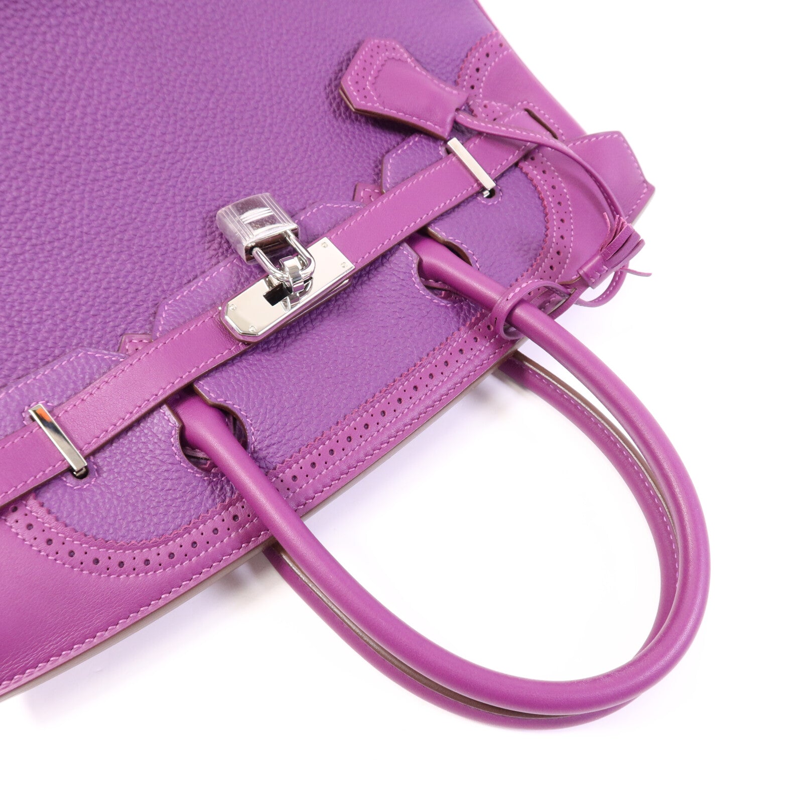 HERMES Togo/Swift皮革Birkin 30 Ghillies銀扣手挽袋