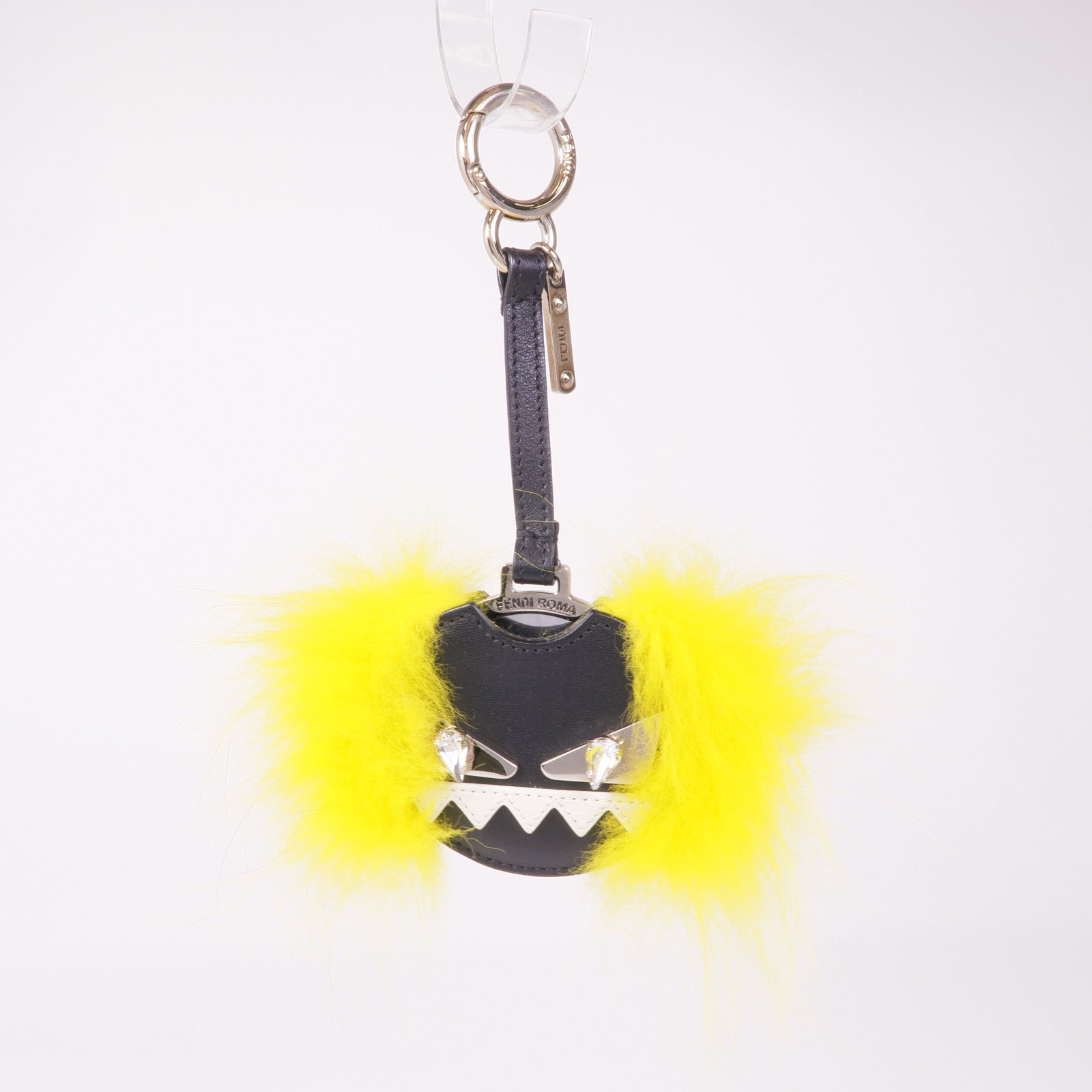 FENDI 皮革/毛皮Mirror Charm銀扣鏡子掛飾