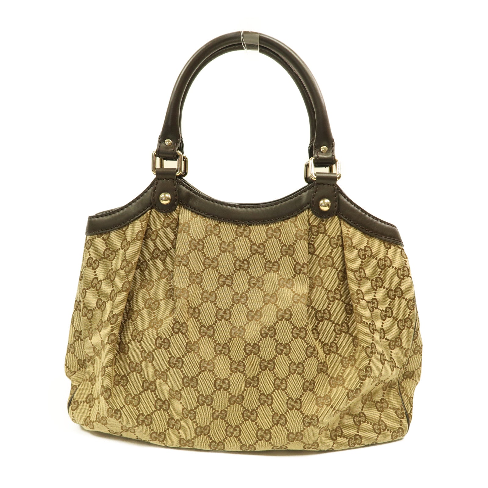 GUCCI 帆布Shoulder Bag金扣手挽袋啡色