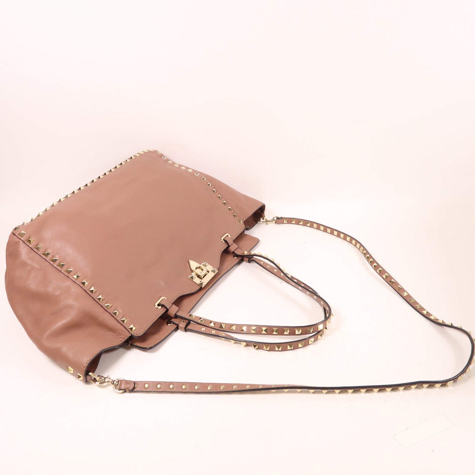 Valentino GHW 2 Way Shoulder Bag Calfskin Leather Pink