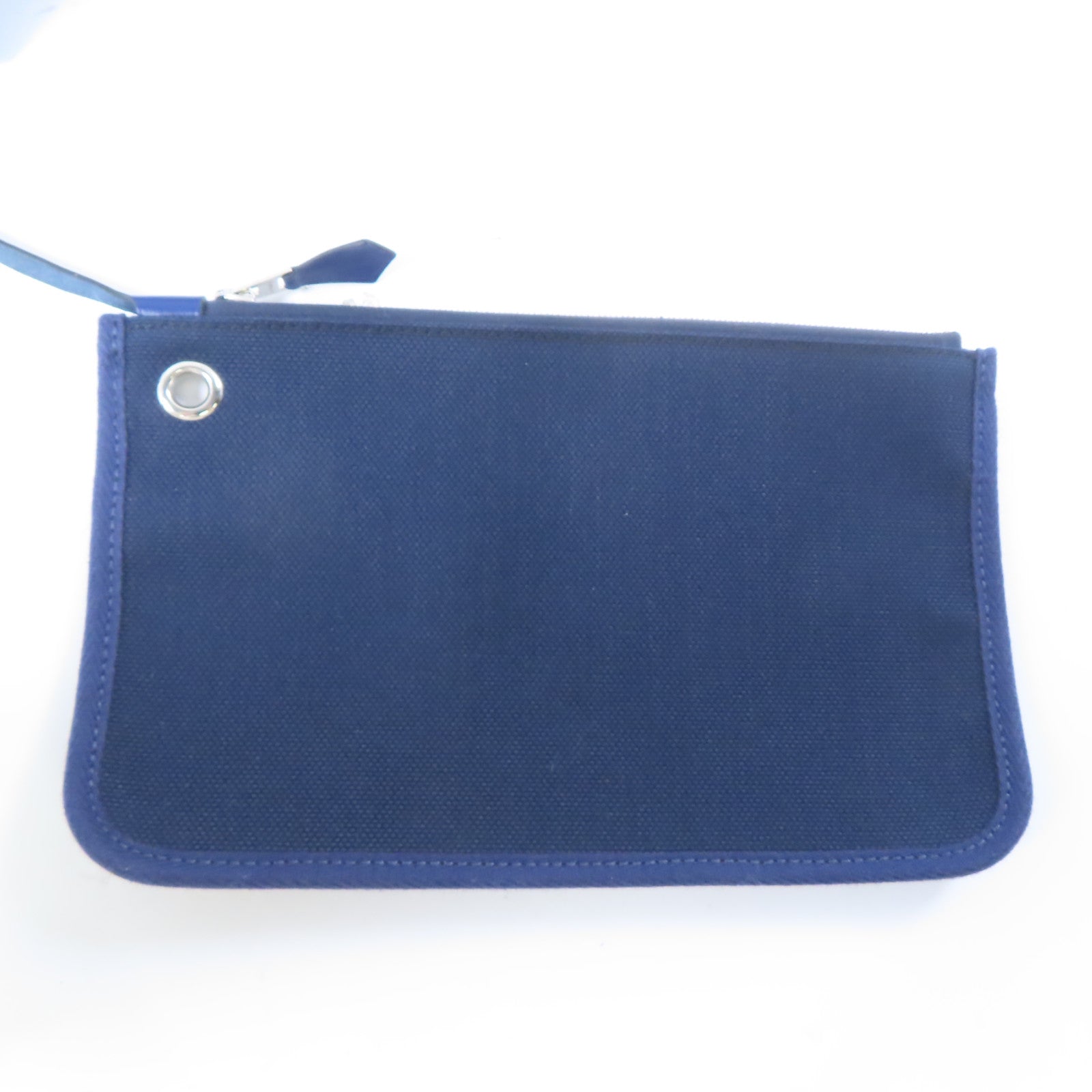 HERMES 帆布Herbag PM銀扣手挽肩背兩用袋藍色