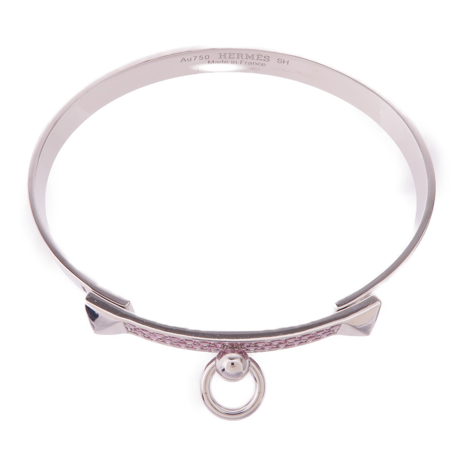 HERMES 18K白金CDC Collier de chien Bracelet石榴石手鐲