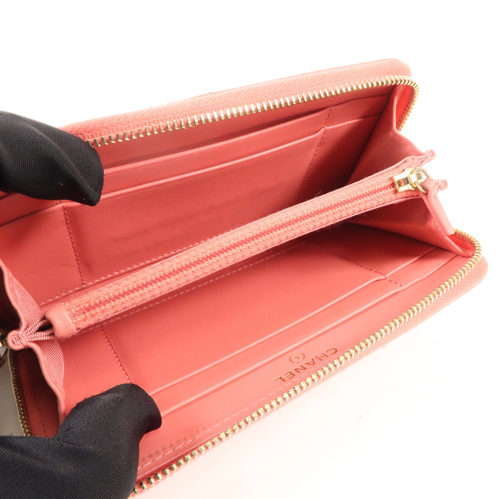 CHANEL 羊皮皮革Wallet金扣錢包