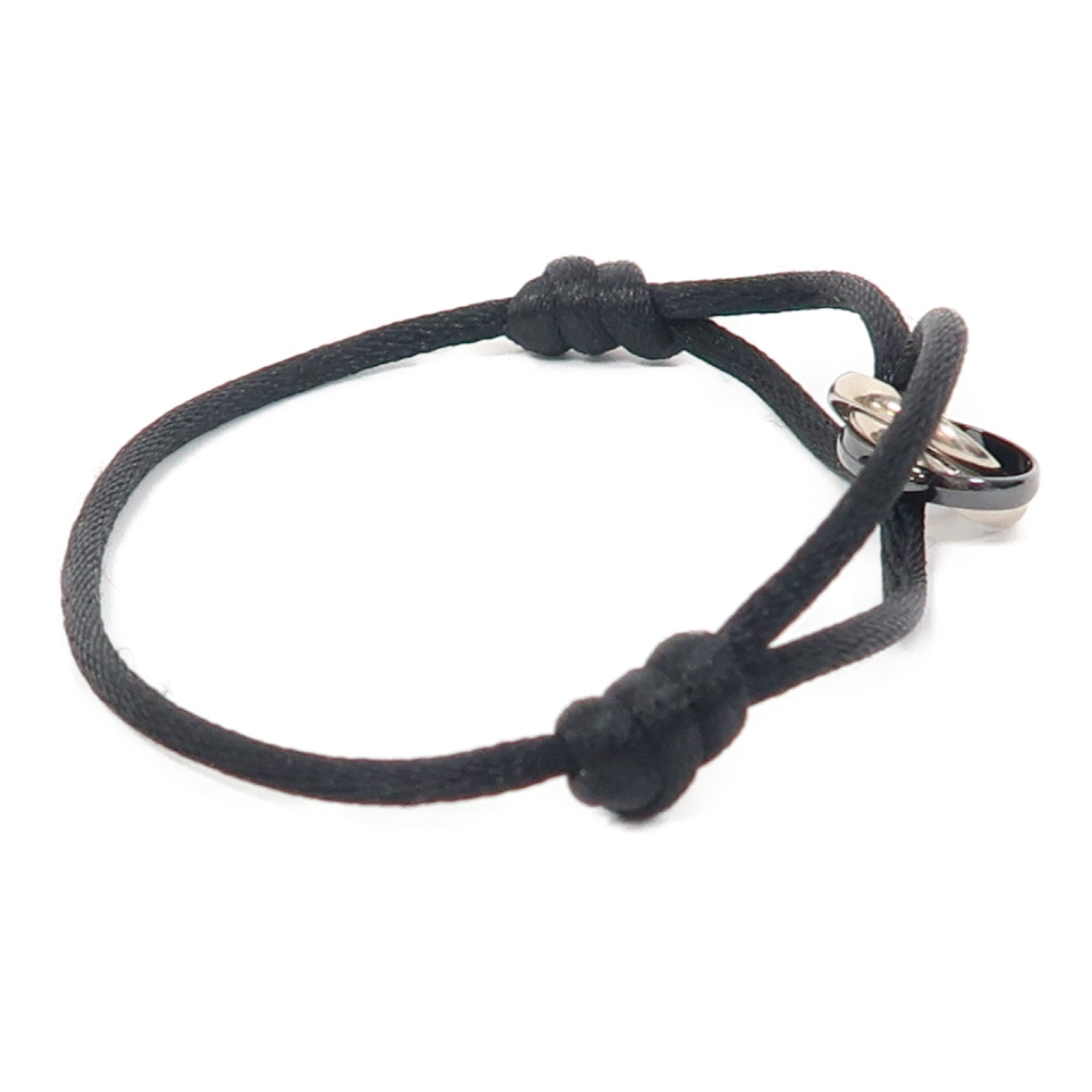 CARTIER 18K白金/陶瓷Trinity Bracelet手鏈黑色