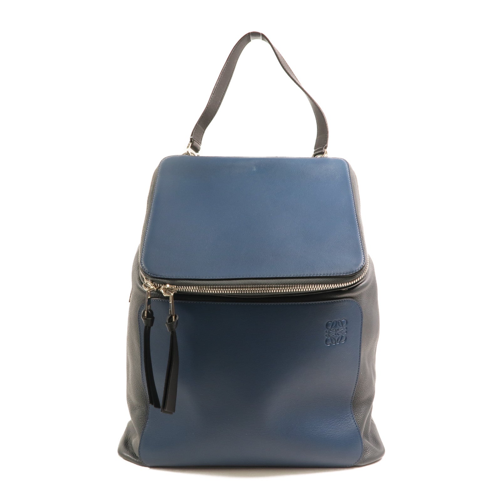LOEWE 牛皮皮革Backpack銀扣背包