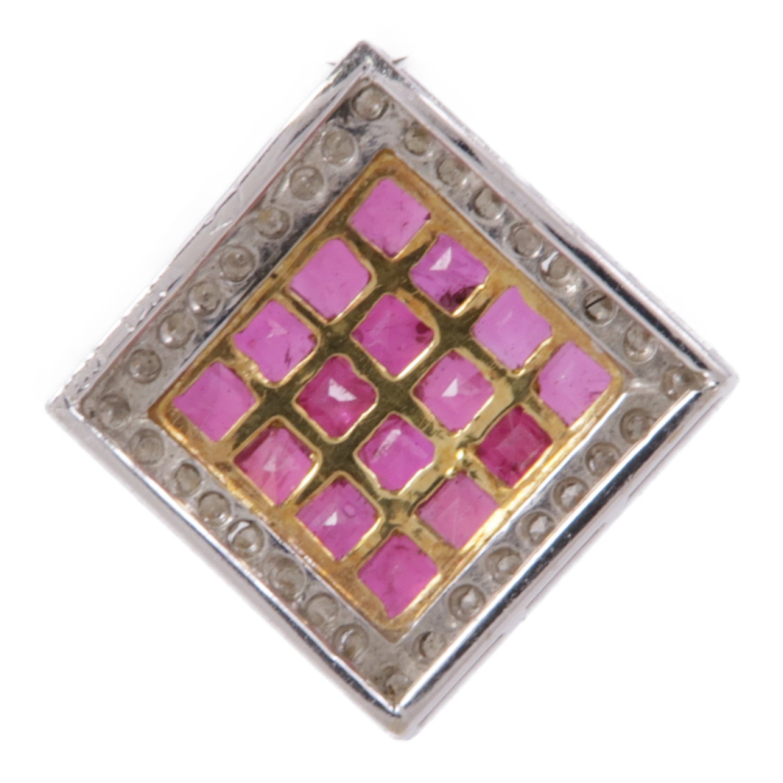 JEWELRY 18K黃金/白金Ruby Diamond Pendant紅寶石/鑽石吊墜