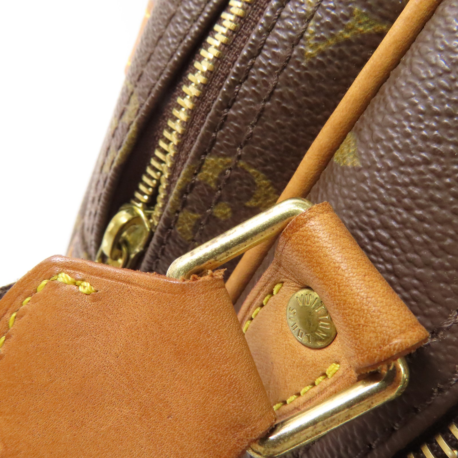 LOUIS VUITTON Monogram Reporter PM金扣肩背袋棕色