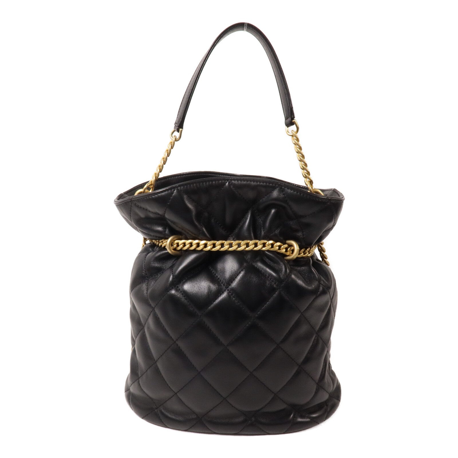 CHANEL 羊皮皮革Bucket Bag鏈帶手挽肩背兩用袋