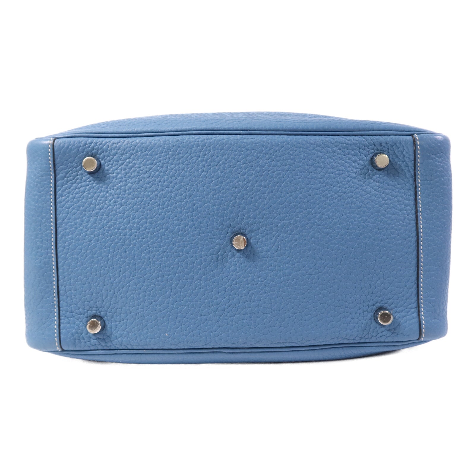 HERMES Clemence皮革Lindy 30銀扣手挽肩背兩用袋Bleu Jean