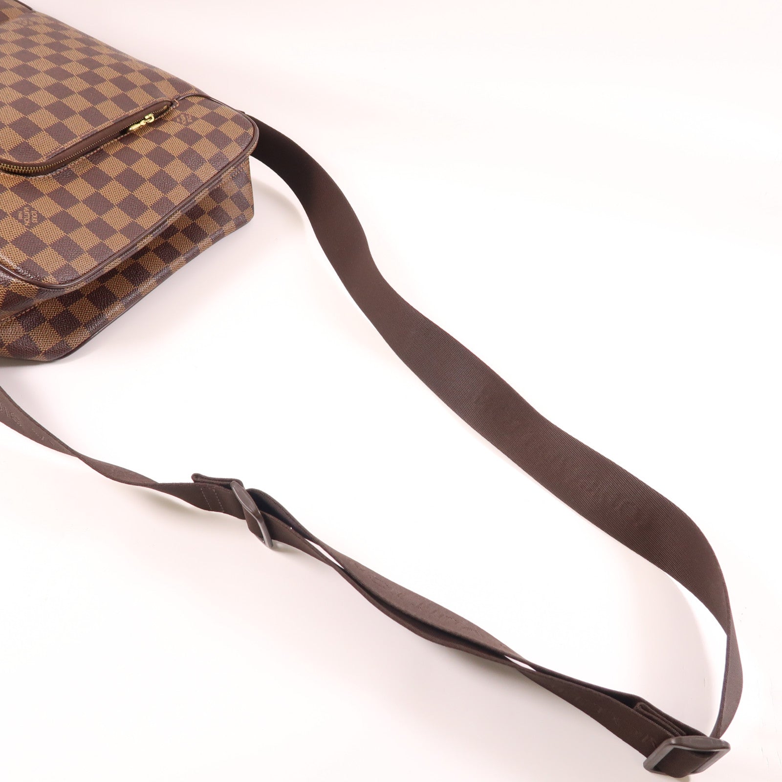 LOUIS VUITTON Damier Olaf MM金扣肩背袋棕色
