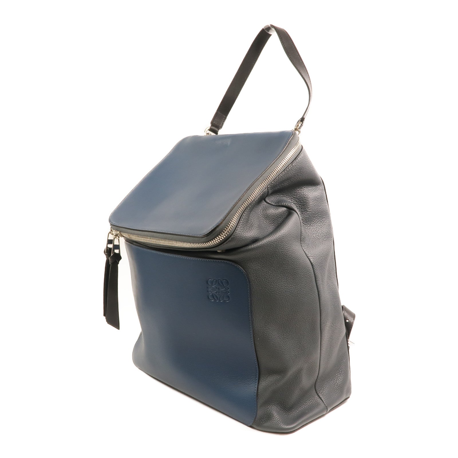 LOEWE 牛皮皮革Backpack銀扣背包