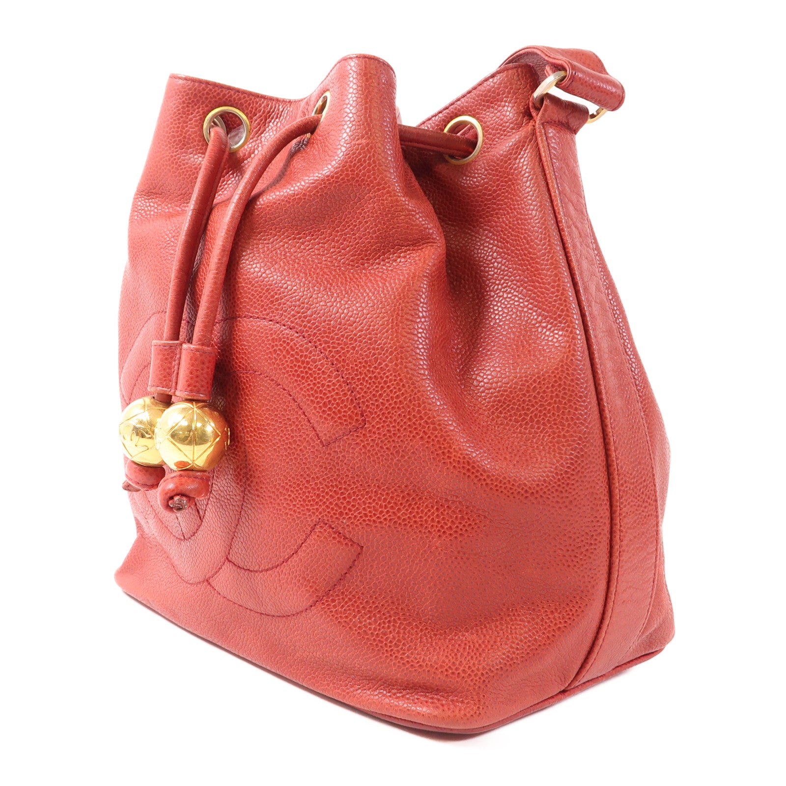CHANEL 牛皮皮革Vintage Bucket金扣肩背袋