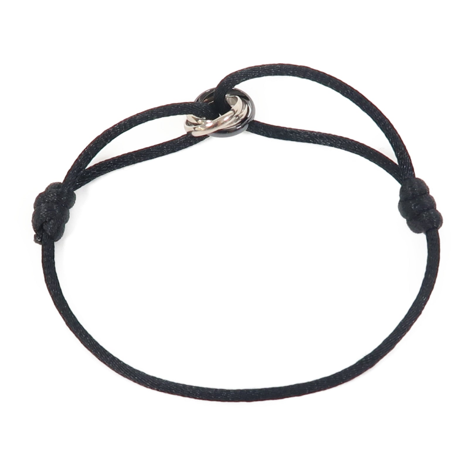 CARTIER 18K白金/陶瓷Trinity Bracelet手鏈黑色