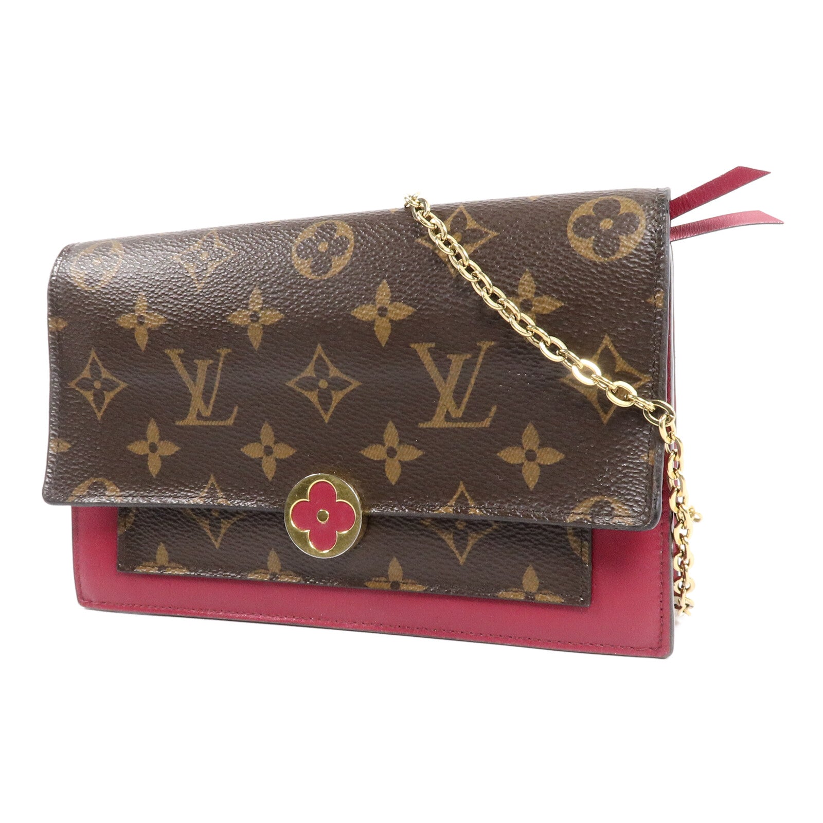 LOUIS VUITTON Monogram Portefeuille Flore鏈帶肩背袋