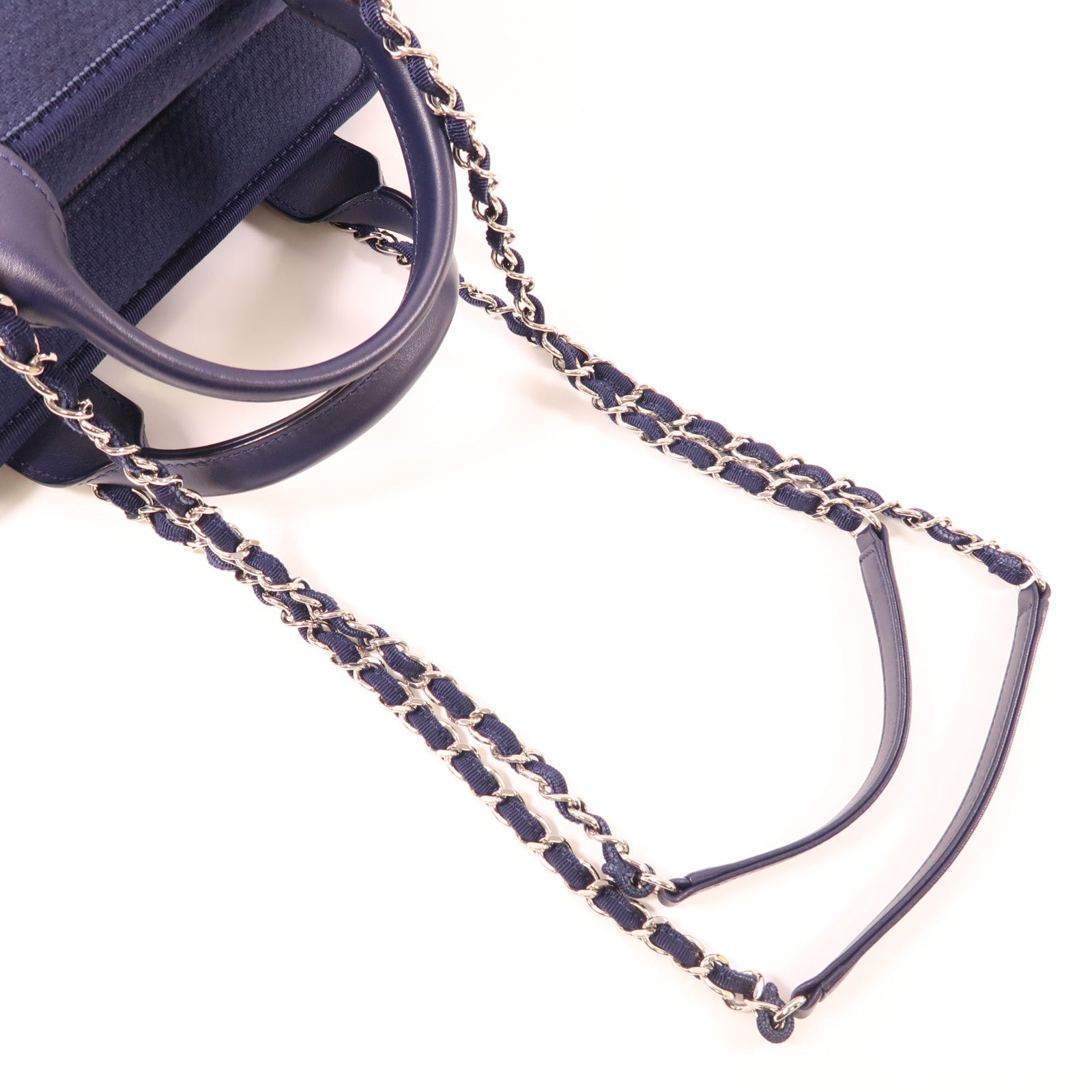 CHANEL 【激減優惠】帆布Deauville Bowling Bag銀扣手挽肩背兩用袋