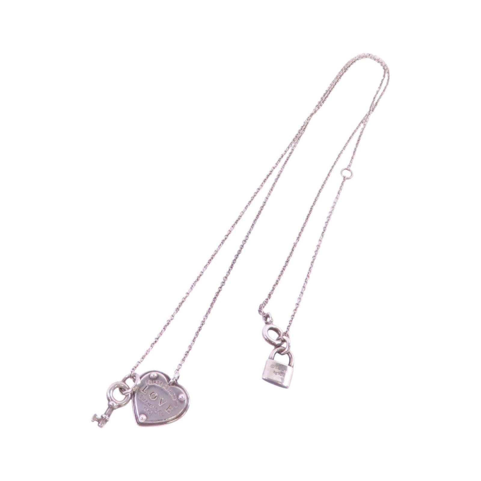 TIFFANY＆CO 925純銀Heart Rock And Key Necklace項鏈