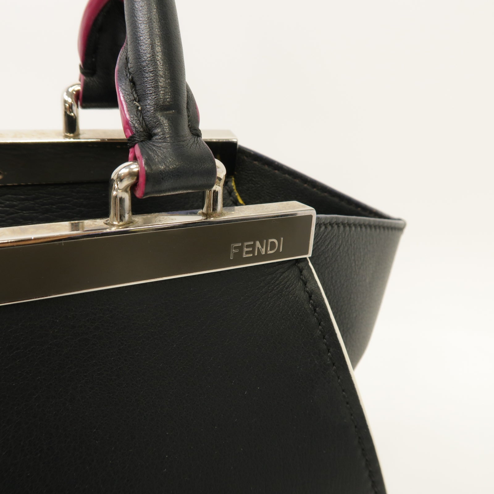 FENDI 【激減優惠】牛皮皮革Mini 3 Jours銀扣手挽肩背兩用袋黑色
