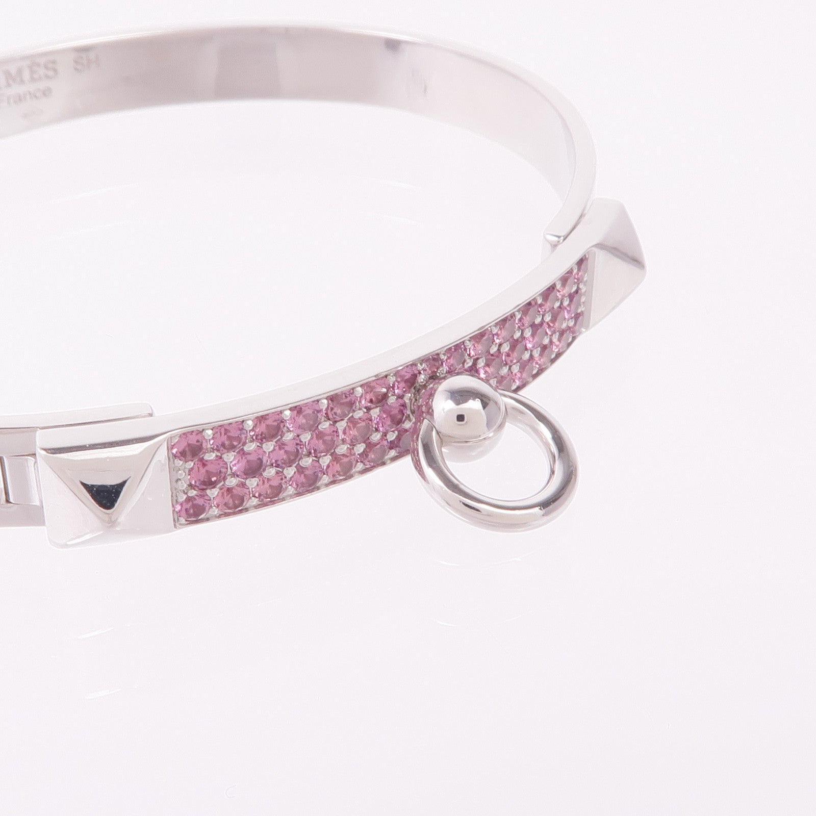 HERMES 18K白金CDC Collier de chien Bracelet石榴石手鐲