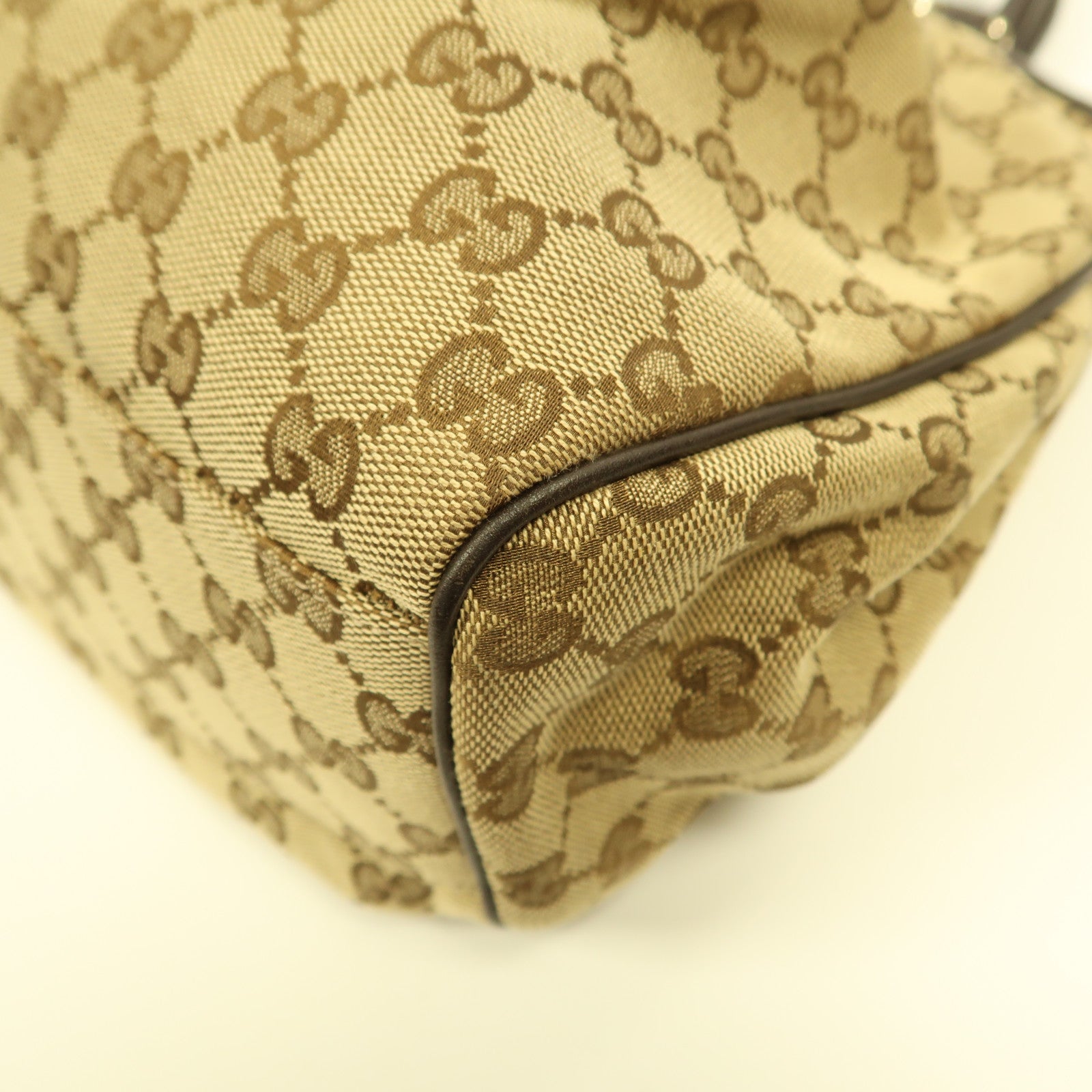 GUCCI 帆布Shoulder Bag金扣手挽袋啡色