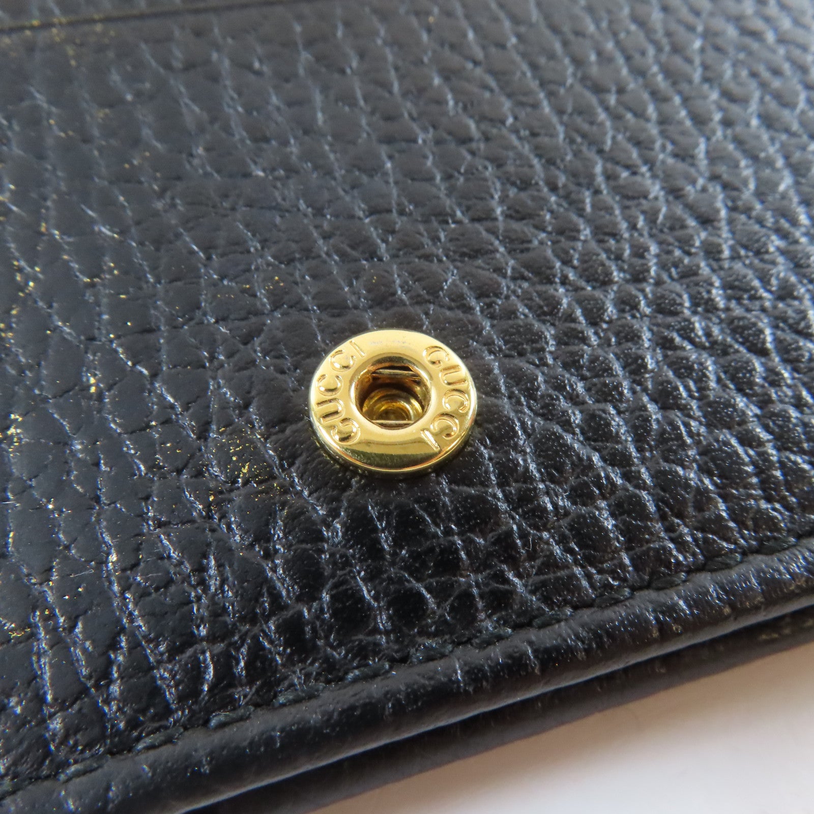 GUCCI 牛皮皮革Wallet金扣啪鈕長錢包黑色