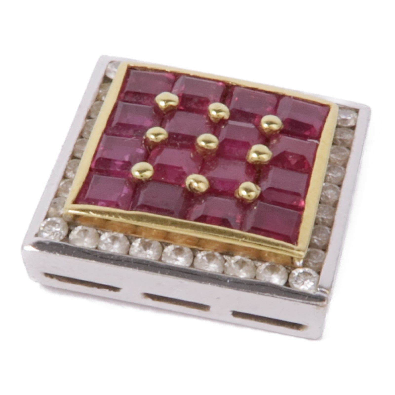 JEWELRY 【激減優惠】18K黃金/白金Ruby Diamond Pendant紅寶石/鑽石吊墜