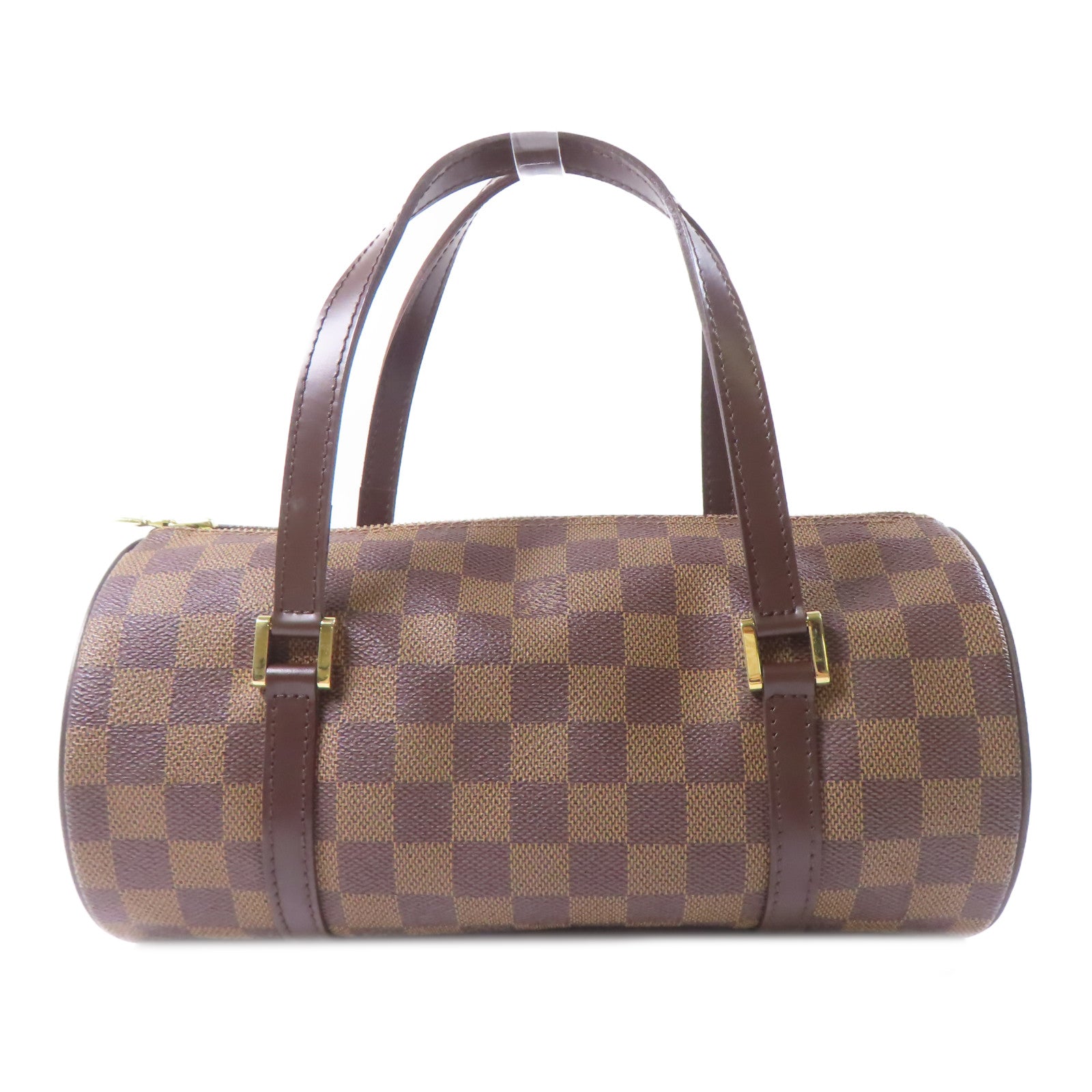 LOUIS VUITTON Damier Papillon PM金扣手挽袋棕色