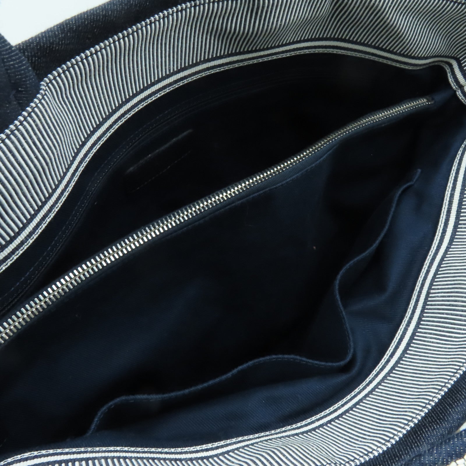 CHANEL 【激減優惠】帆布2way Shoulder Bag銀扣手挽肩背兩用袋深藍色