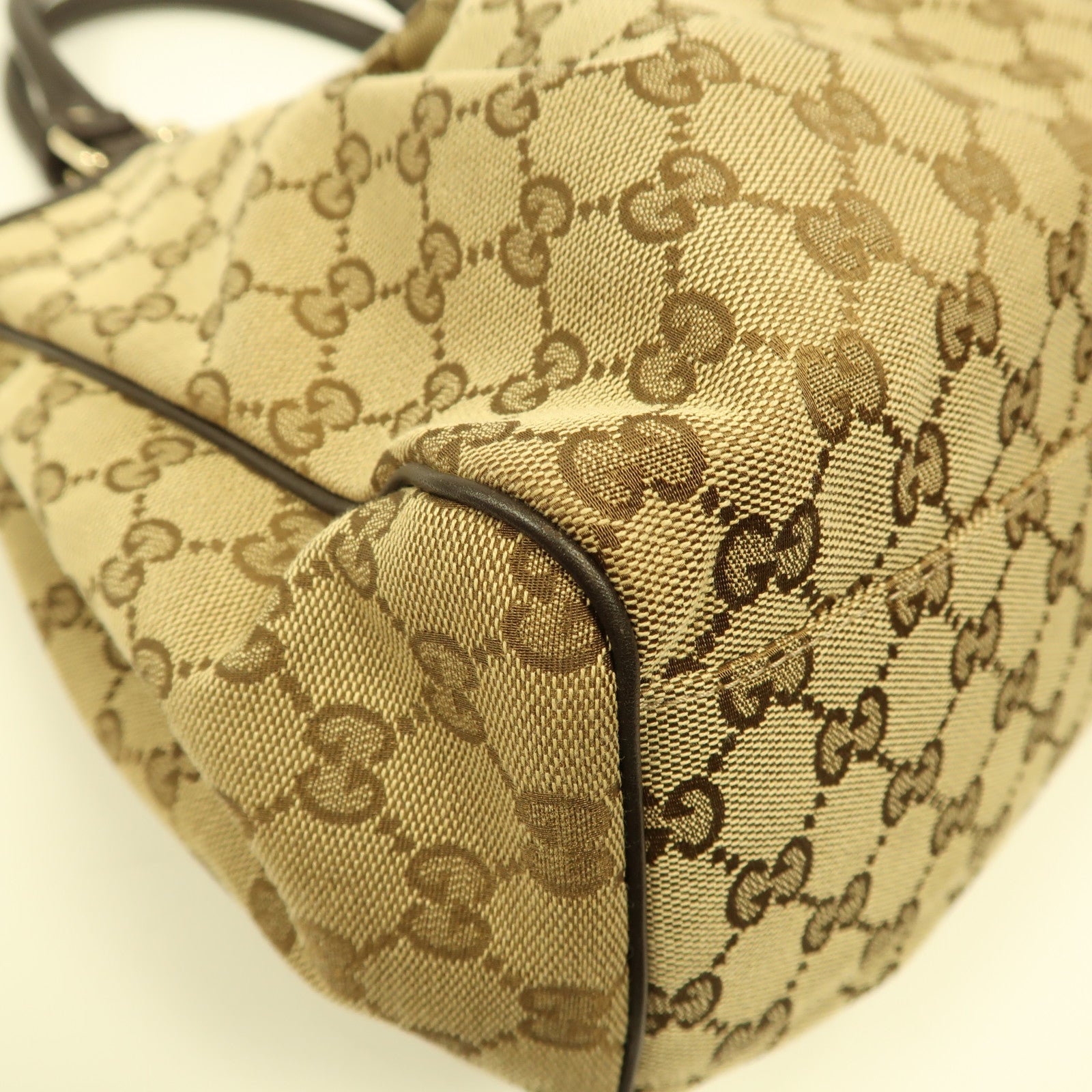 GUCCI 帆布Shoulder Bag金扣手挽袋啡色