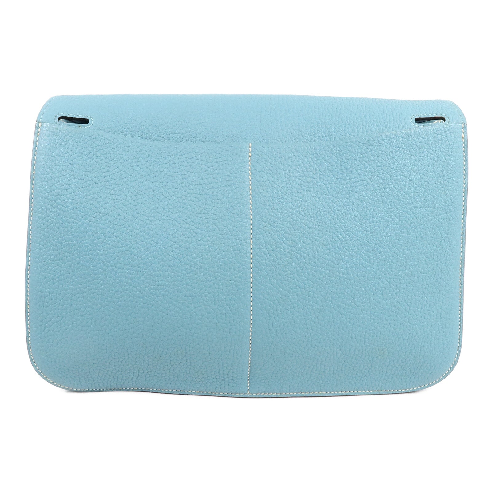 HERMES Clemence皮革Halzan 31手挽肩背兩用袋Bleu Atoll