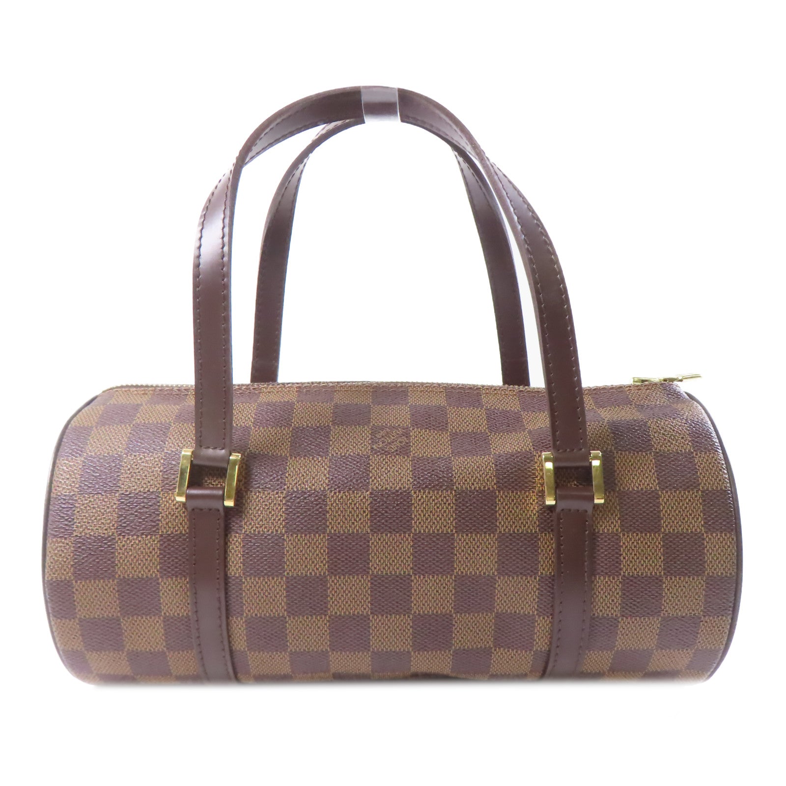 LOUIS VUITTON Damier Papillon PM金扣手挽袋棕色