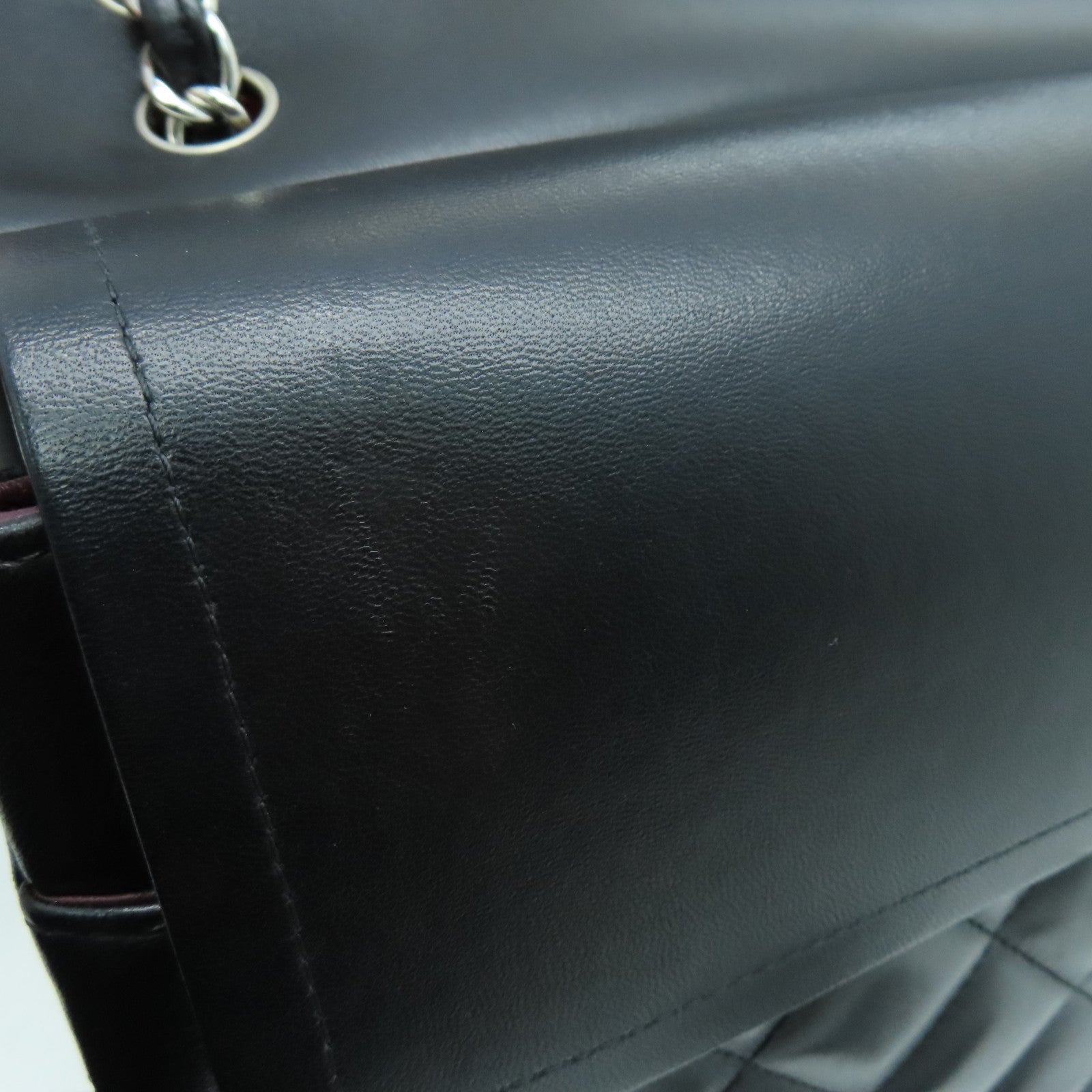 CHANEL 菱格羊皮皮革Classic Chain Shoulder银扣手挽肩背两用袋黑色