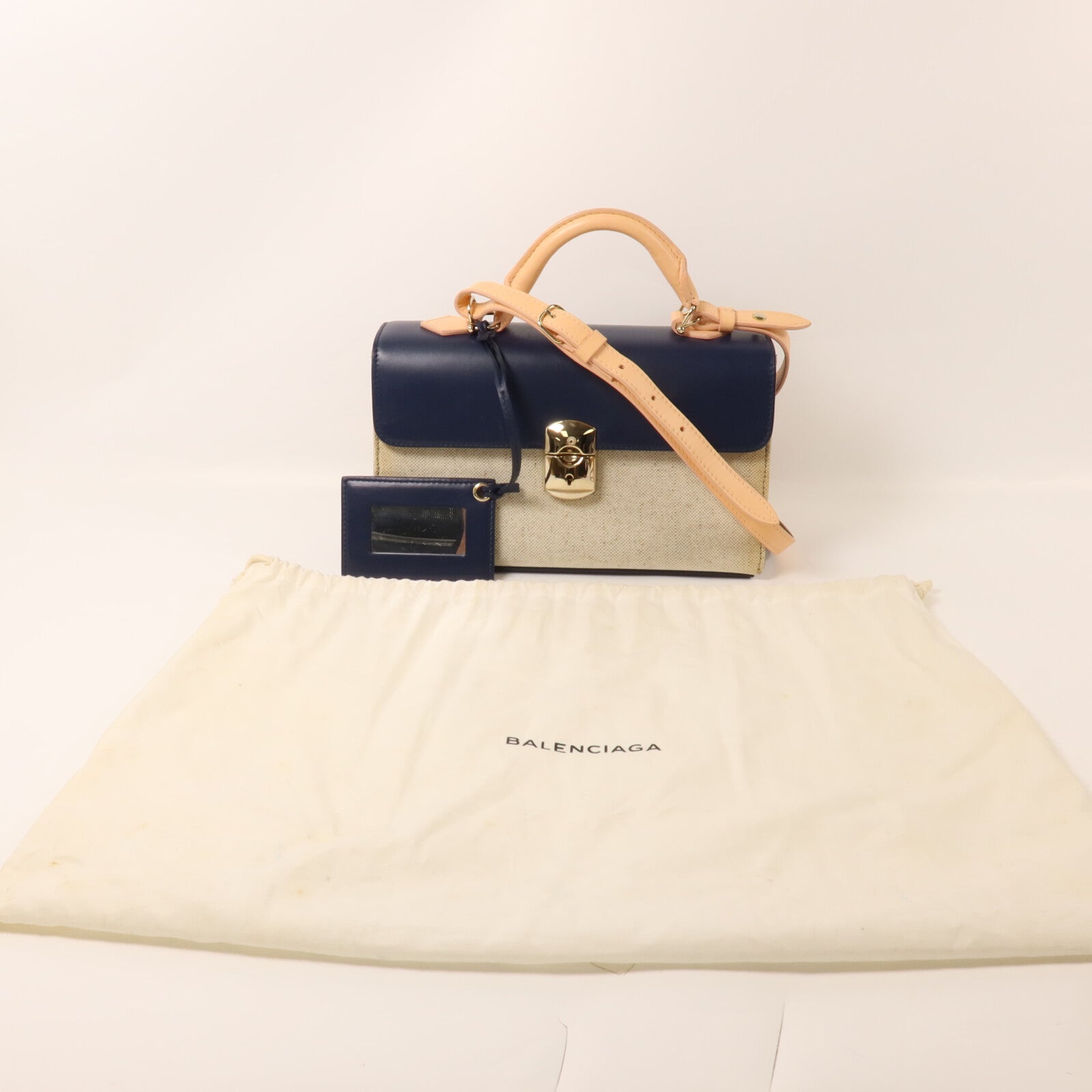 BALENCIAGA 牛皮皮革/塗層帆布Padlock Top Handle Bag手挽肩背兩用袋