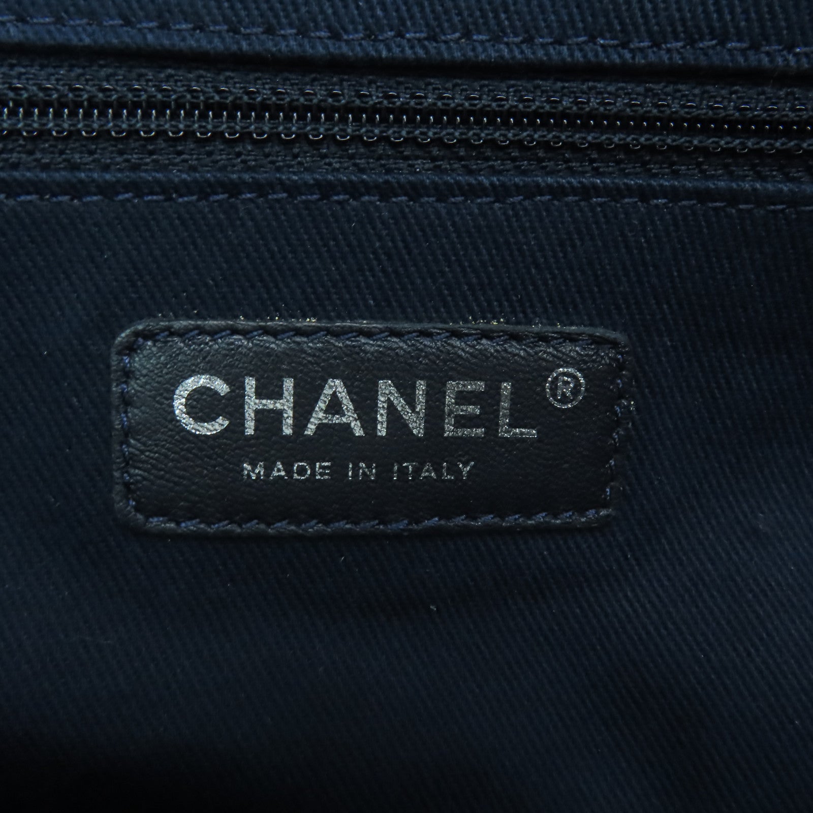 CHANEL 【激減優惠】帆布2way Shoulder Bag銀扣手挽肩背兩用袋深藍色