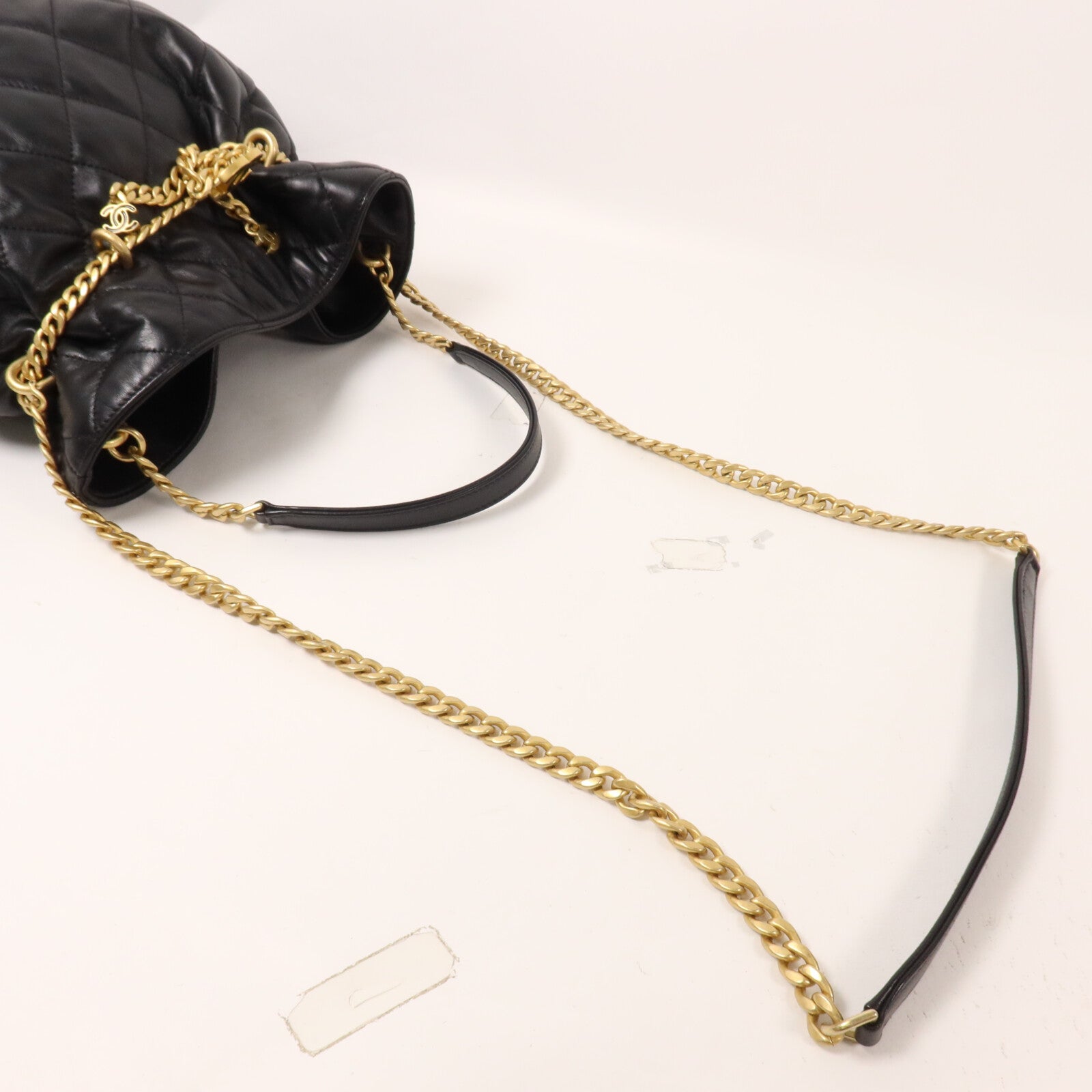 CHANEL 羊皮皮革Bucket Bag鏈帶手挽肩背兩用袋