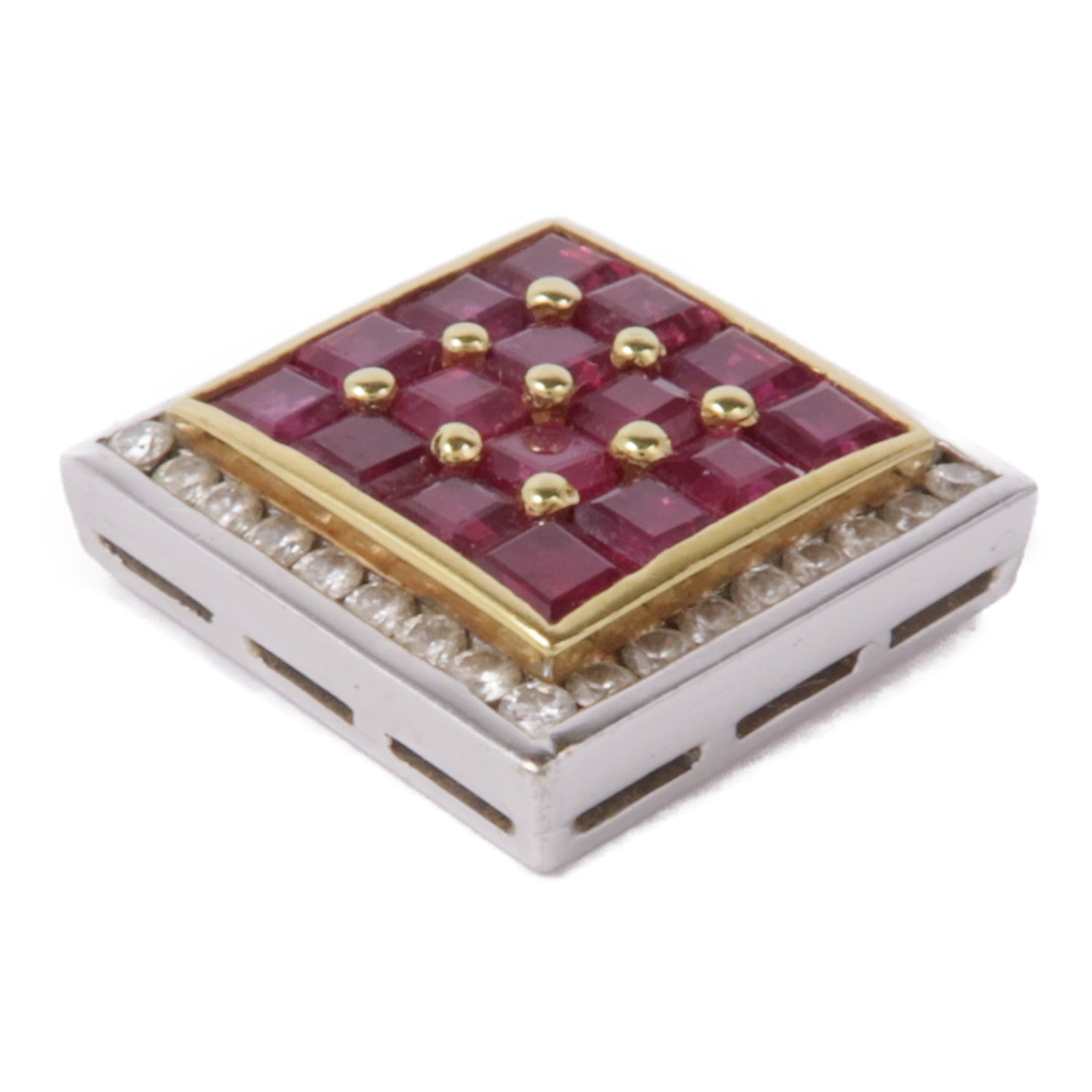 JEWELRY 18K黃金/白金Ruby Diamond Pendant紅寶石/鑽石吊墜