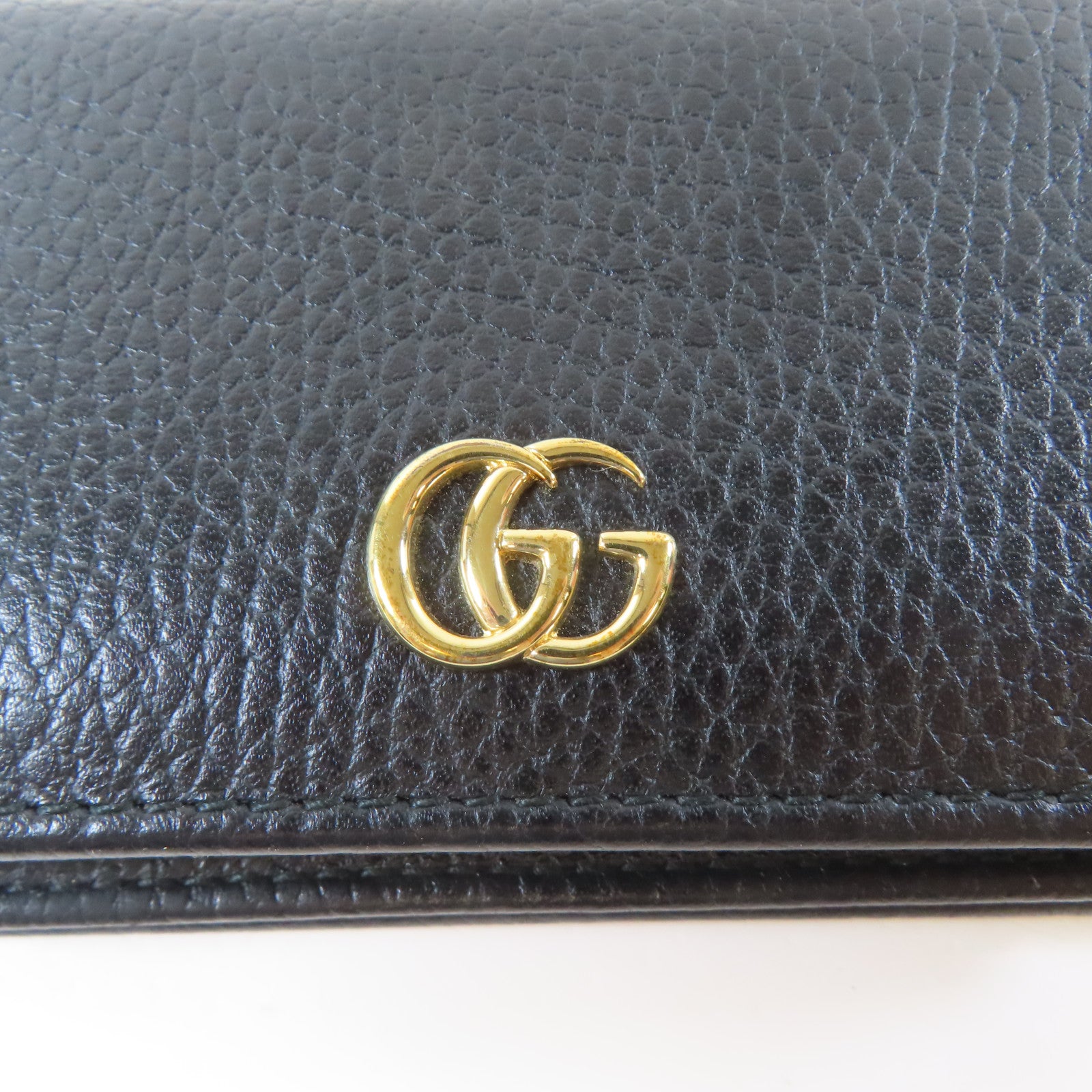 GUCCI 牛皮皮革Wallet金扣啪鈕長錢包黑色