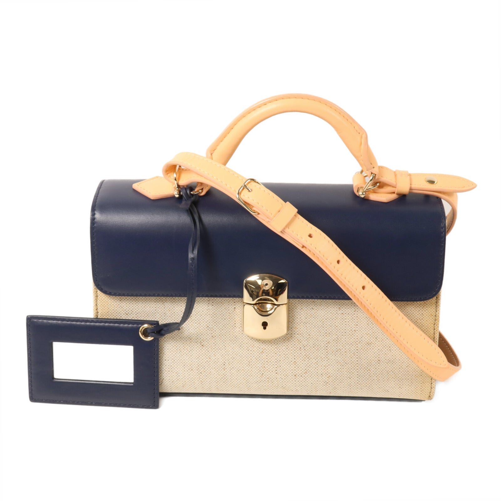 BALENCIAGA 【激減優惠】牛皮皮革/塗層帆布Padlock Top Handle Bag手挽肩背兩用袋