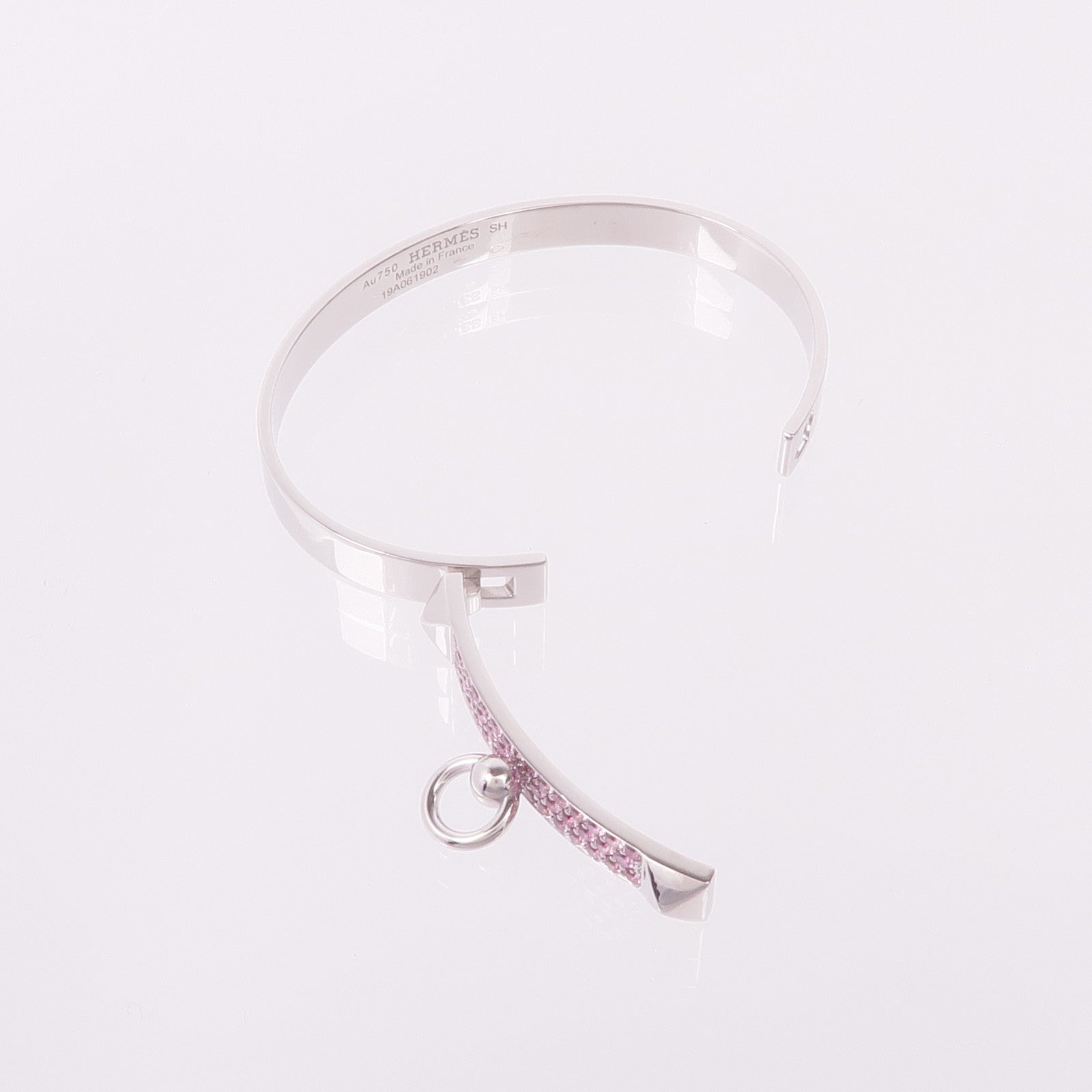 HERMES 18K白金CDC Collier de chien Bracelet石榴石手鐲